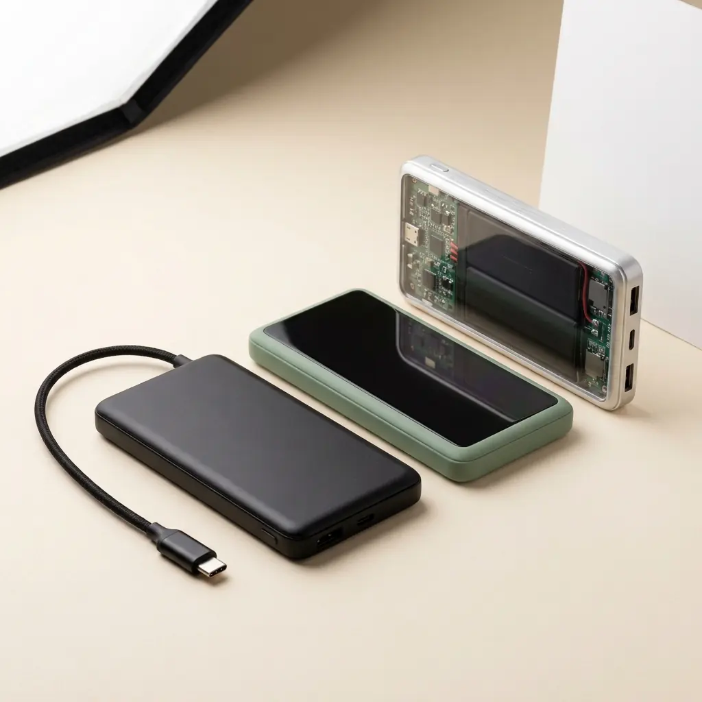 Slim power banks with USB-C cable